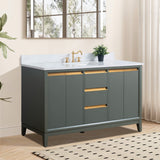 Vanity Art 60 in. W x 22 in. D x 34 in. H Single Sink Bathroom Vanity Cabinet in White with Engineered Marble Top in White