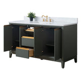 Vanity Art 60 in. W x 22 in. D x 34 in. H Single Sink Bathroom Vanity Cabinet in White with Engineered Marble Top in White