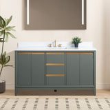 Vanity Art 60 in. W x 22 in. D x 34 in. H Single Sink Bathroom Vanity Cabinet in White with Engineered Marble Top in White