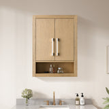 Vanity Art 24 in. W x 8 in. D x 33 in. H Bathroom Storage Wall Cabinet in Natural Oak (Golden Brushed)