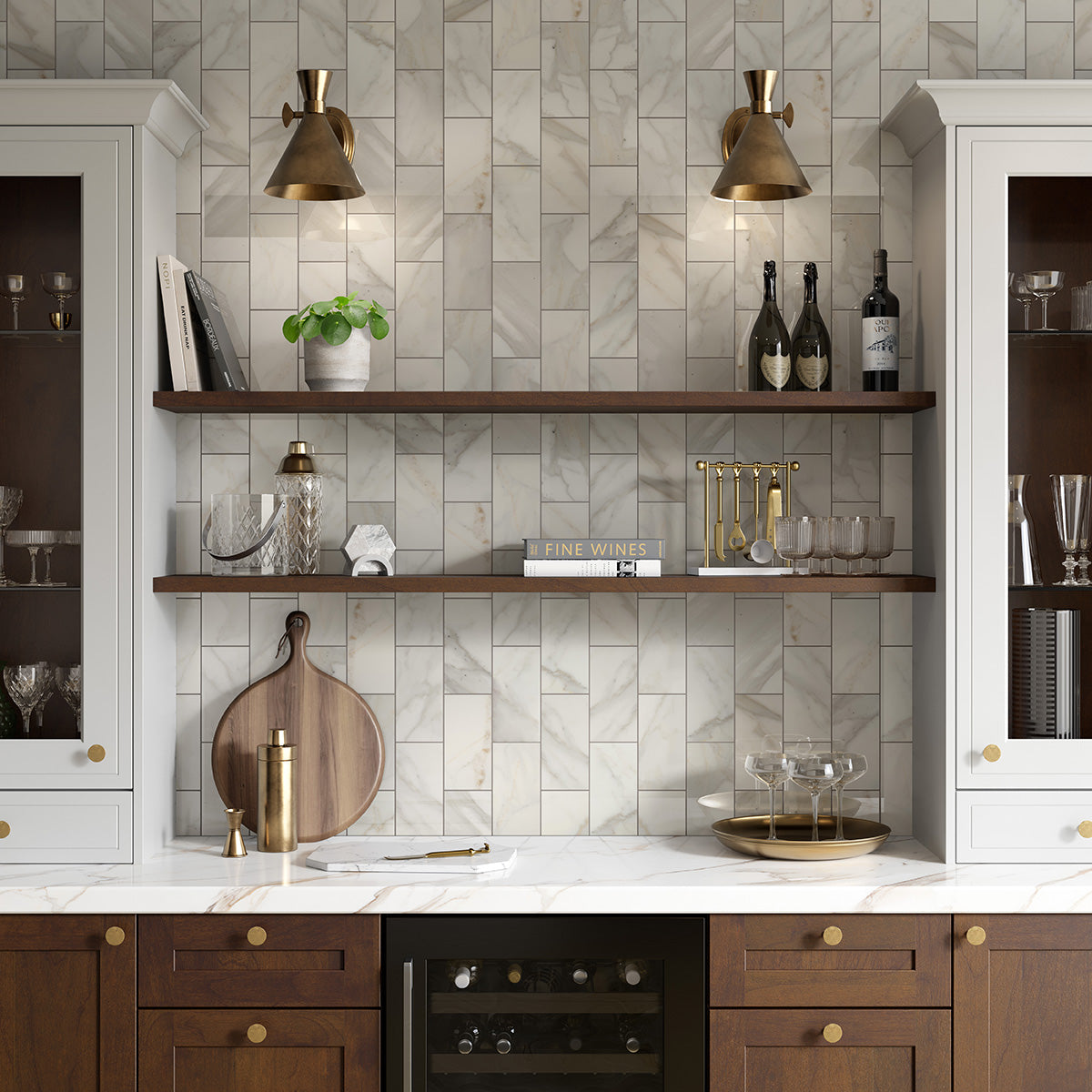 Emser Calacata Oro 20-Pack 4 in x 8 in Polished Natural Marble Floor and Wall Tile