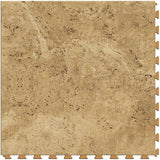 Perfection Floor Tile Sample – Travertine Collection, Camel/Satin Interlocking Vinyl Tile (Water-Resistant)