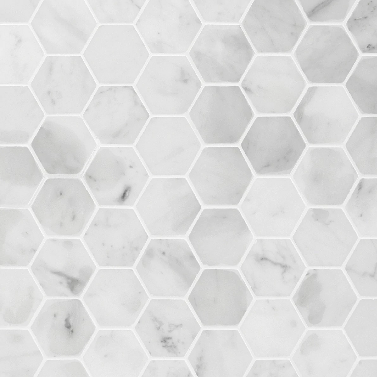 Carrara 2" Hexagon Polished Marble Mosaic Tile