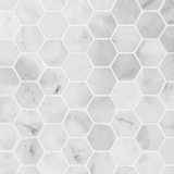 Carrara 2" Hexagon Polished Marble Mosaic Tile
