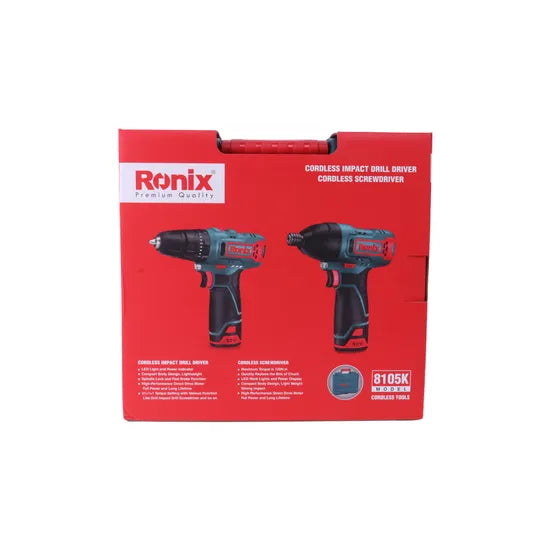 Cordless Impact Drill Driver + Impact Screwdriver Ronix 8105K Electric Tools Set