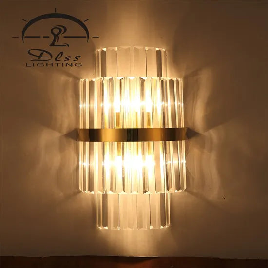 DLSS Lighting Creative Crystal Deluxe Wall Lamp for Villa Bedside Hotel Wall Lamp