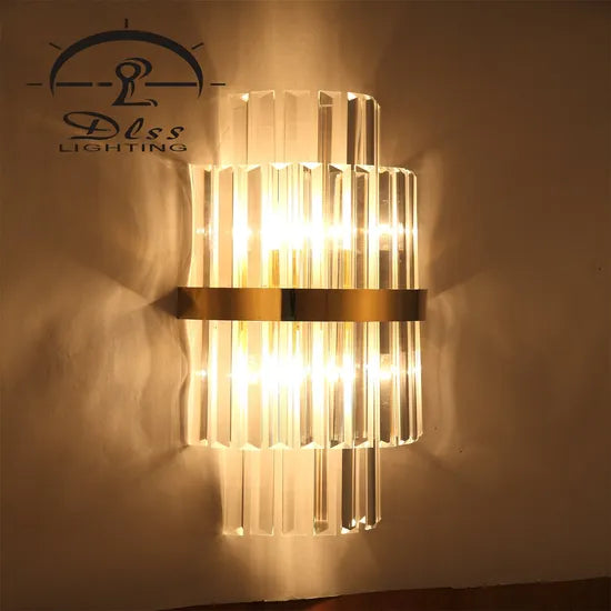 DLSS Lighting Creative Crystal Deluxe Wall Lamp for Villa Bedside Hotel Wall Lamp