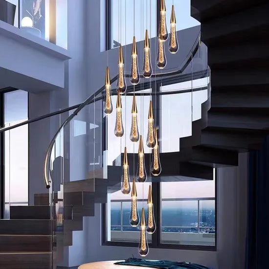 Dlsslighting Crystal LED Simple Hotel Stairway Chandelier