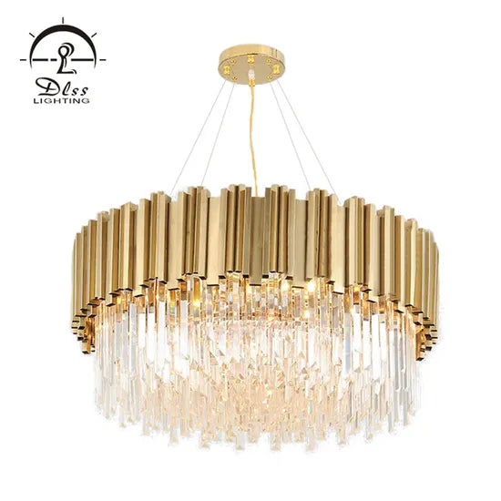 DLSS Lighting Crystal Matt Gold Chandelier Lamp with Holder Lihght E14