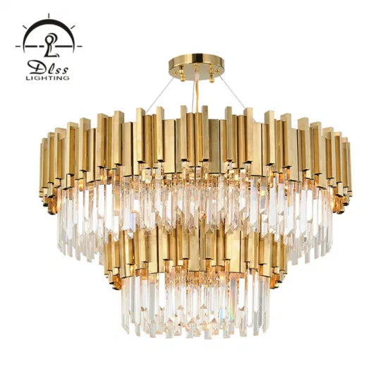 DLSS Lighting Crystal Matt Gold Chandelier Lamp with Holder Lihght E14