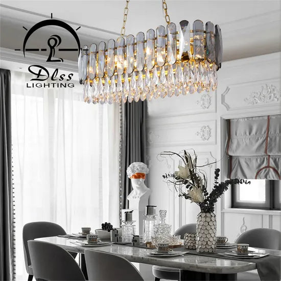 DLSS Lighting Crystal Restaurant Living Room Oval Pendant Lamp