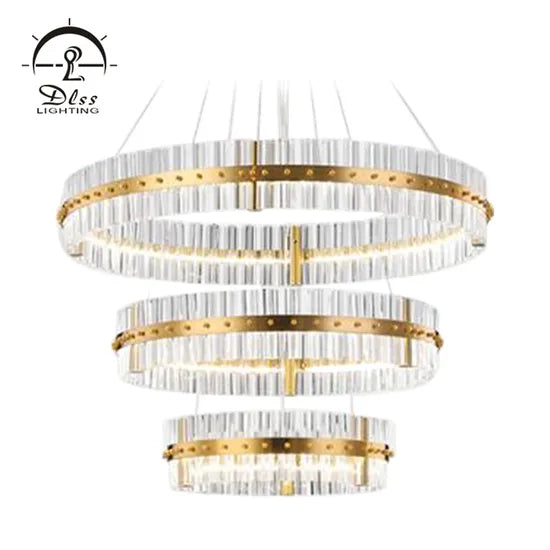 DLSS Lighting Crystal Ring Decorative Hotel Pendant Chandelier Light