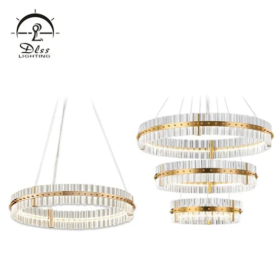 DLSS Lighting Crystal Ring Decorative Hotel Pendant Chandelier Light