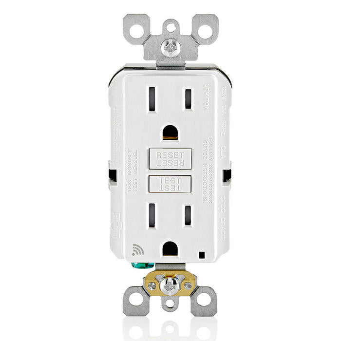 Leviton 15 Amp Self-Test SmartlockPro Combo Duplex Guide Light and Tamper-Resistant GFCI Outlet, White