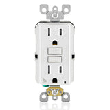 Leviton 15 Amp Self-Test SmartlockPro Combo Duplex Guide Light and Tamper-Resistant GFCI Outlet, White