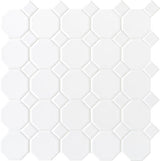 Daltile Matte White Octagon Dot 12 in. x 12 in. x 6mm Ceramic Mosaic Floor and Wall Tile (1 sq. ft. / piece)