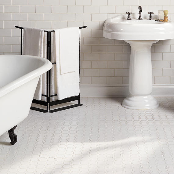 Daltile Matte White Octagon Dot 12 in. x 12 in. x 6mm Ceramic Mosaic Floor and Wall Tile (1 sq. ft. / piece)