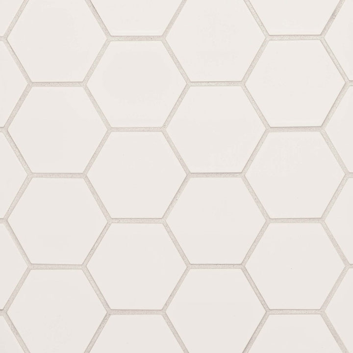 Hedron 4" x 5" Flat Hexagon Wall Tile in Fog (5.38 SqFt/Ctn)
