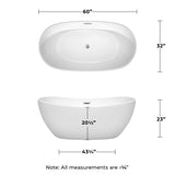 Rebecca 64.8 in. Acrylic Flatbottom Non-Whirlpool Bathtub in White with Polished Chrome Trim