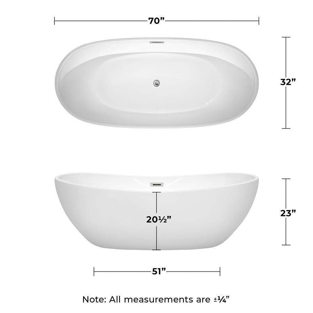 Rebecca 70 in. Acrylic Flatbottom Bathtub in White with Matte Black Trim