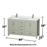 Wyndham Collection Sheffield 60-in Espresso Double Sink Bathroom Vanity with White Carrara Marble Top, Mirror Included