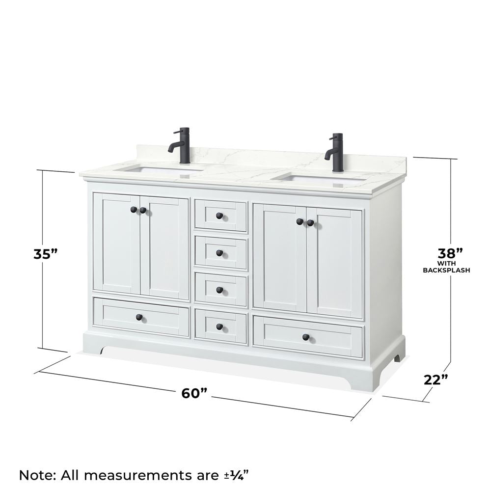 Wyndham Collection Deborah 60-in White Double Bathroom Vanity Cabinet with Mirrors