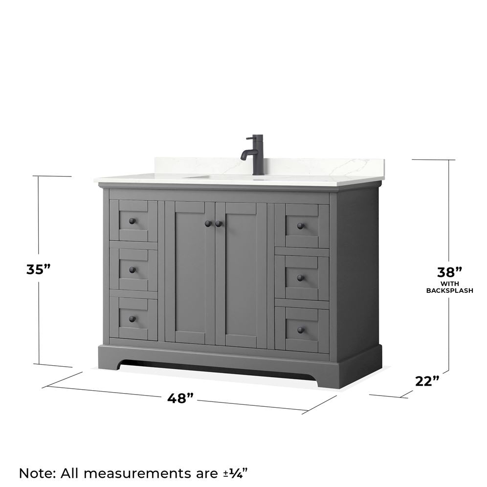 Wyndham Collection Avery 47.25-in Dark Gray Bathroom Vanity Cabinet