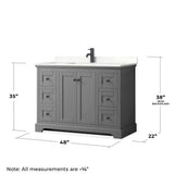 Wyndham Collection Avery 47.25-in Dark Gray Bathroom Vanity Cabinet