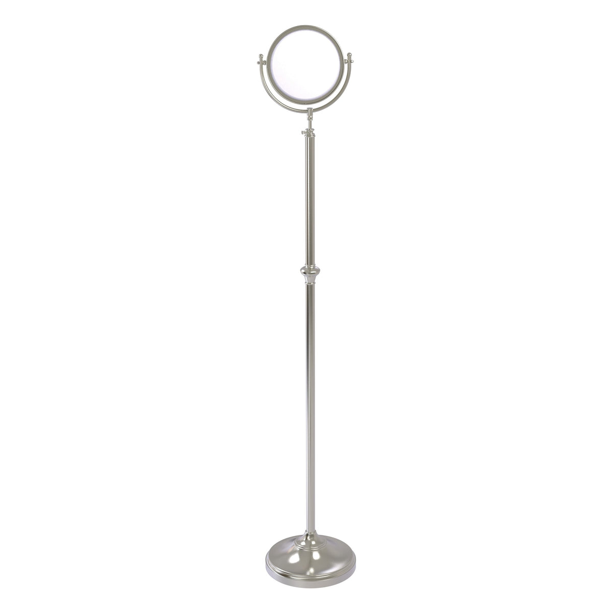 Allied Brass 10.5-in x 56–68-in Satin Chrome Double-Sided Magnifying Freestanding Vanity Mirror, 8-in