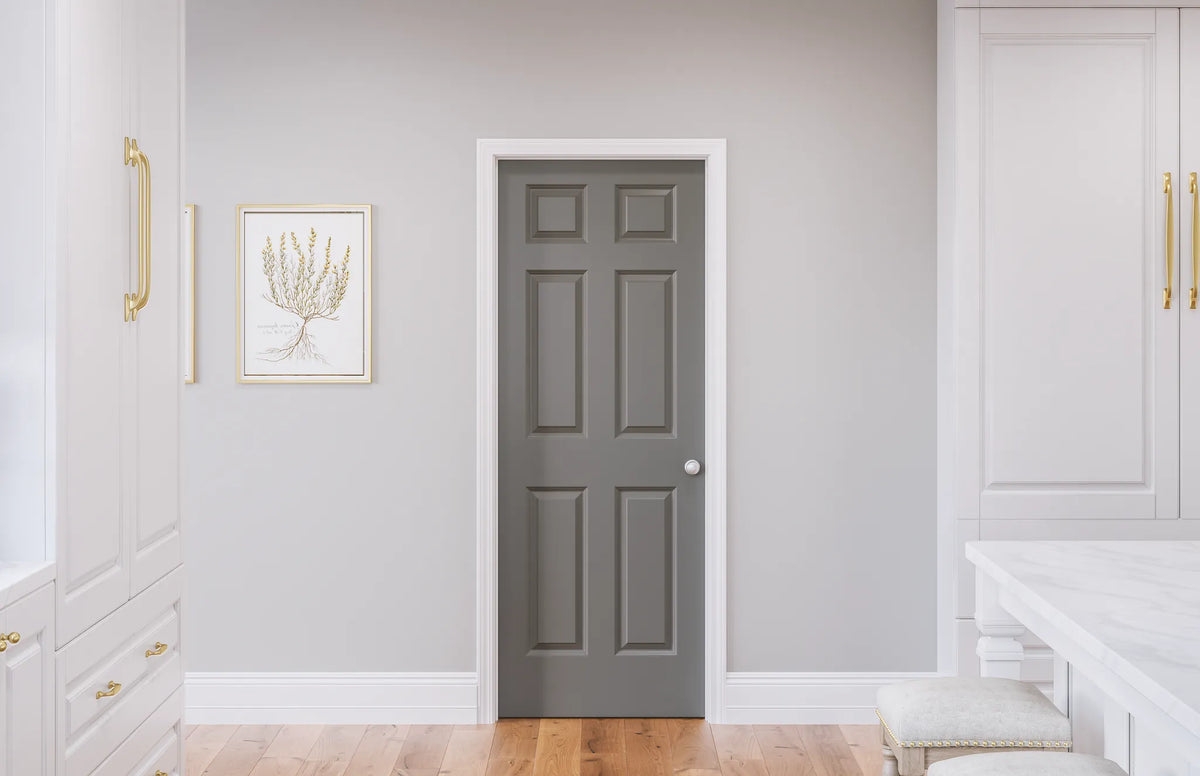 Masonite Traditional 30-in x 80-in 6-Panel Hollow Core Primed Molded Composite Right-Hand Inswing/Outswing Single Prehung Interior Door