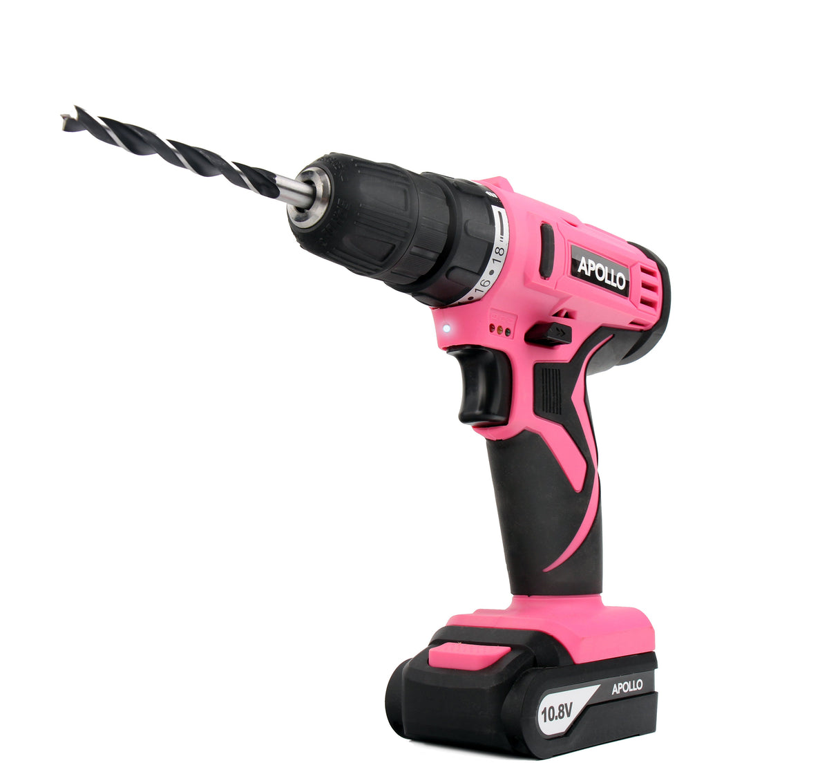 Apollo Tools 10.8-Volt Lithium-Ion 3/8 in. Pink Cordless Drill with 30-Piece Accessory Set