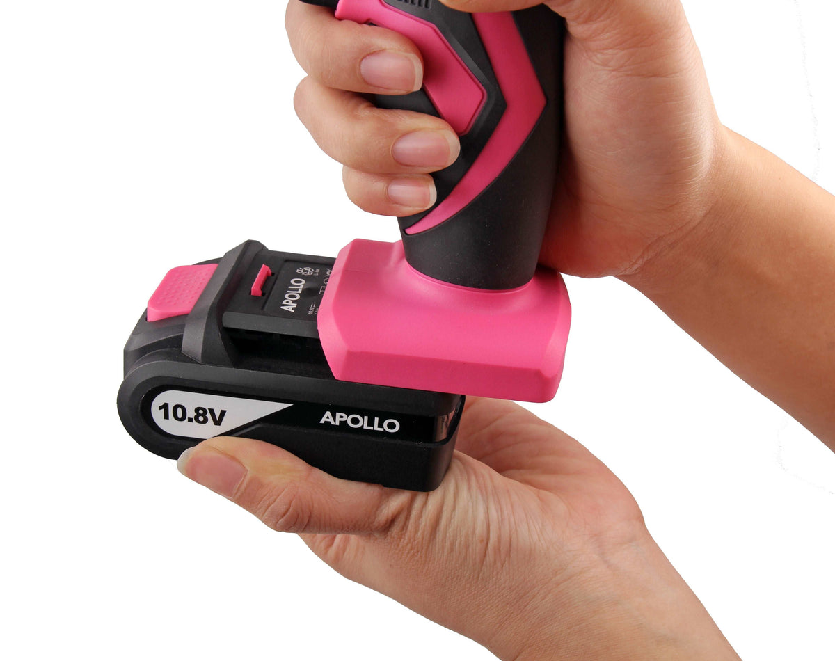 Apollo Tools 10.8-Volt Lithium-Ion 3/8 in. Pink Cordless Drill with 30-Piece Accessory Set