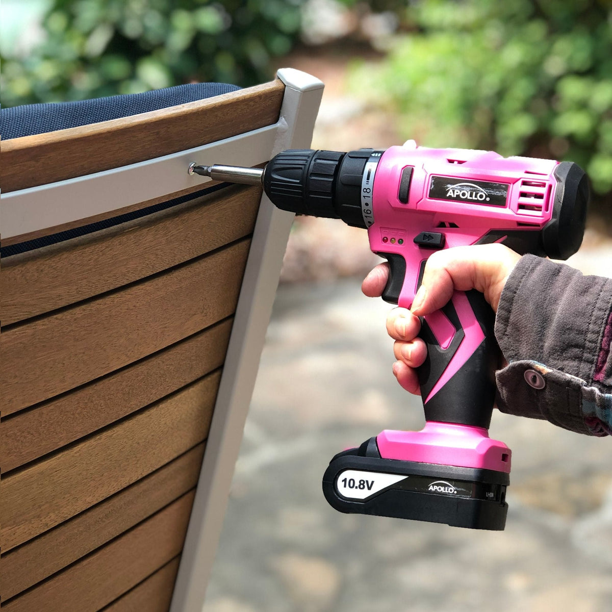 Apollo Tools 10.8-Volt Lithium-Ion 3/8 in. Pink Cordless Drill with 30-Piece Accessory Set