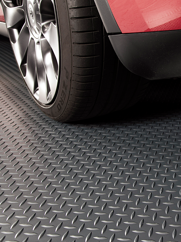 G-Floor Diamond Tread 7.5 ft x 17 ft Slate Grey Commercial-Grade Vinyl Garage Flooring Cover and Protector