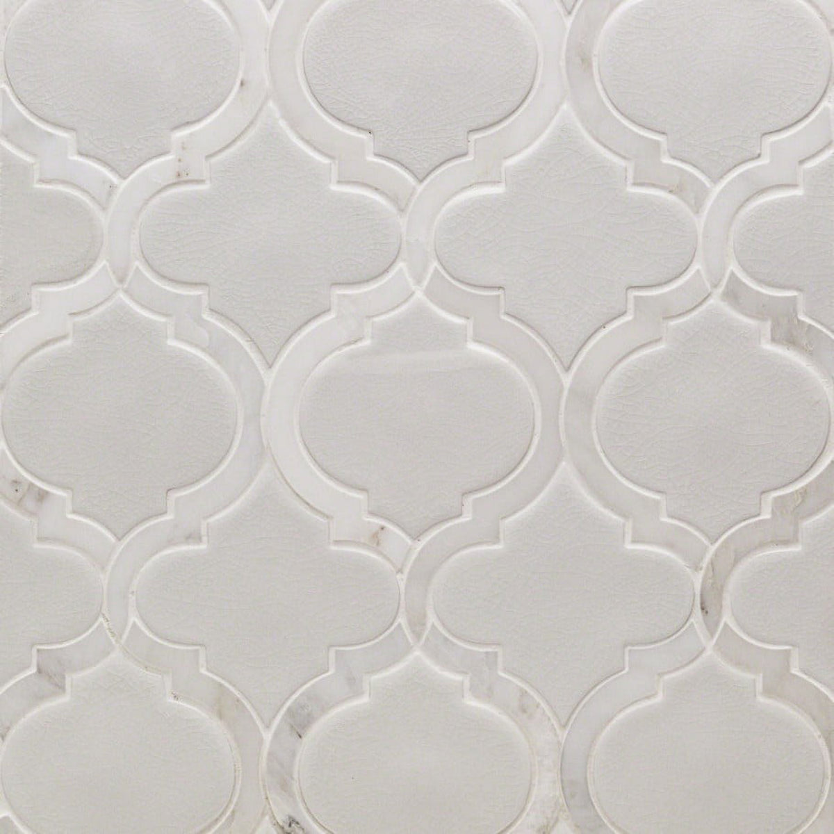Divine Arabesque Glacier White 10 in. x 12 in. Glazed Ceramic Mosaic Tile (0.80 Sq. Ft. / Sheet)