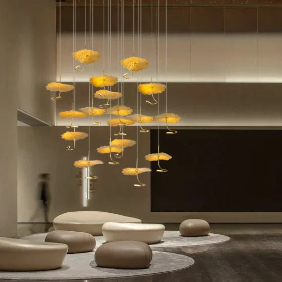 Dlss Modern Big LED Lighting Flower Stainless Steel Living Room Home Decoration Chandelier