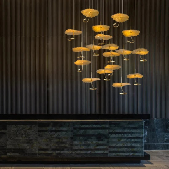 Dlss Modern Big LED Lighting Flower Stainless Steel Living Room Home Decoration Chandelier