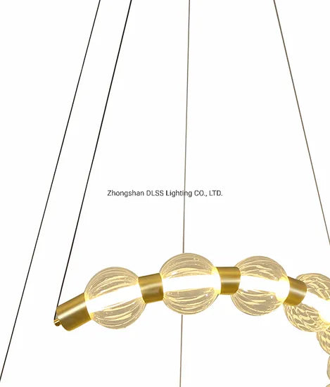 Dlss New Design Indoor Gold LED Glass Ball Round Rings Chandelier
