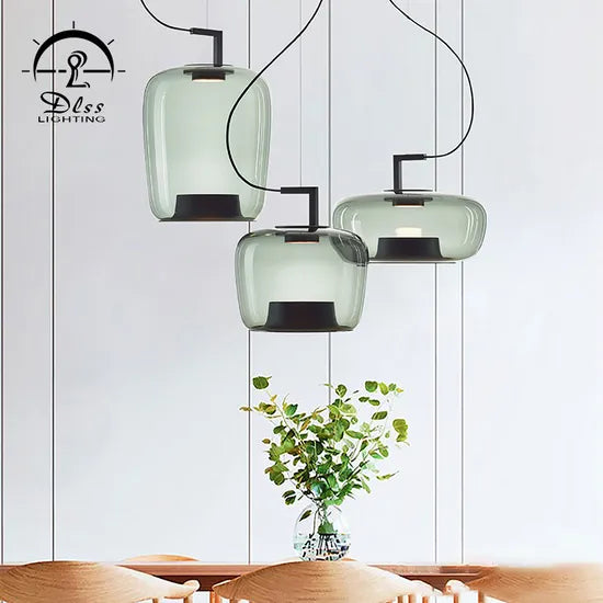 DLSSlighting Dlss New Pendant Lighting Home Decoration Amber Glass Lamp Shade Modern LED Pendant Lamp