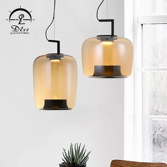 DLSSlighting Dlss New Pendant Lighting Home Decoration Amber Glass Lamp Shade Modern LED Pendant Lamp