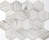 Emser Echo 14‑Pack Gray Wood Look Glass Mosaic Tile Border, 2" Hex on 12" x 14" Mesh