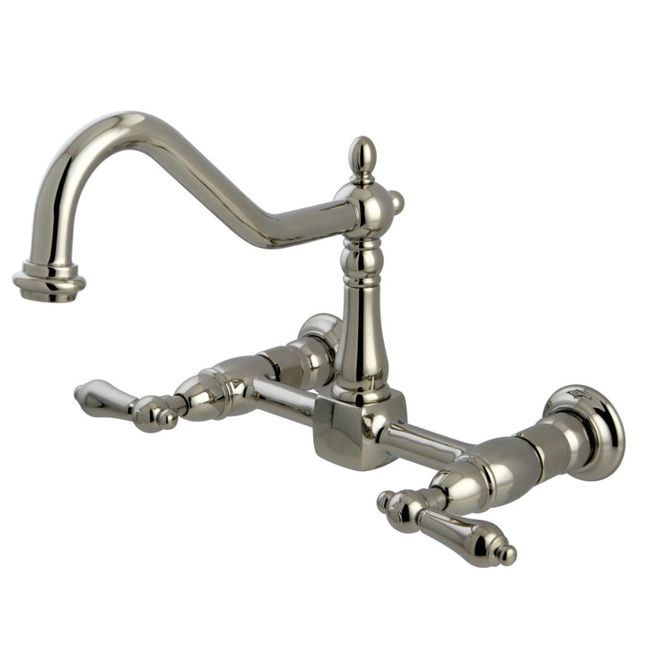 Elements of Design Polished Brass 2-Handle Wall-Mount Bridge Kitchen Faucet