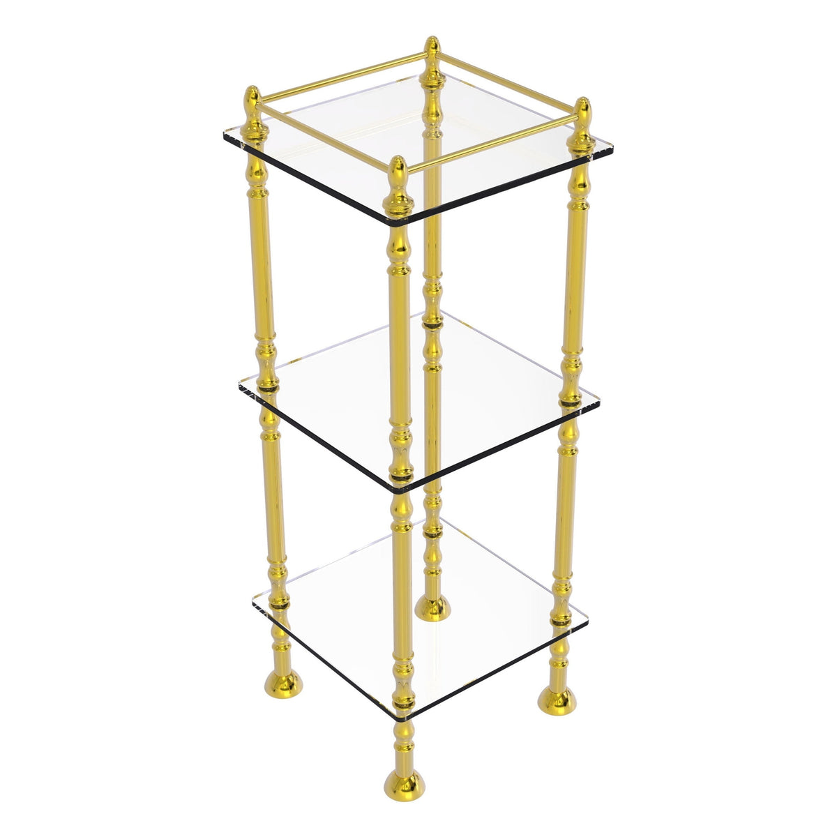 Allied Brass Three Tier Etagere with 14-in x 14-in Shelves in Satin Brass