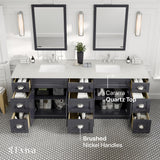 Eviva Epic 84 in. W x 22 in. D x 34 in. H Double Bathroom Vanity, Charcoal Gray, White Quartz Top, White Undermount Sinks