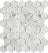 Emser Echo 14‑Pack Gray Wood Look Glass Mosaic Tile Border, 2" Hex on 12" x 14" Mesh