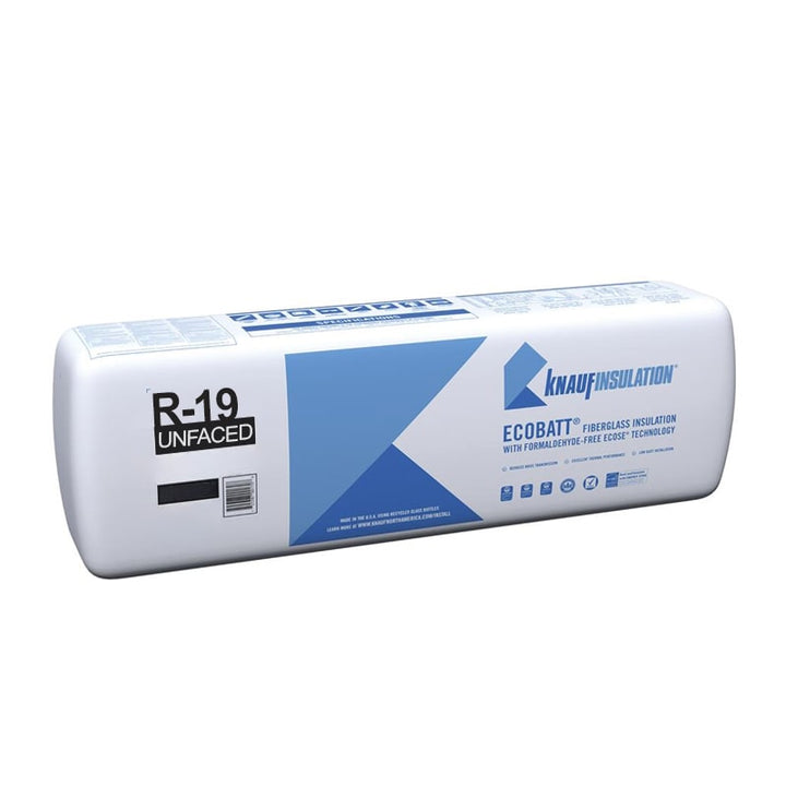 Knauf Insulation EcoBatt R-19 Unfaced Fiberglass Insulation Batts, 6.25 in x 15 in x 48 in, 100 sq ft