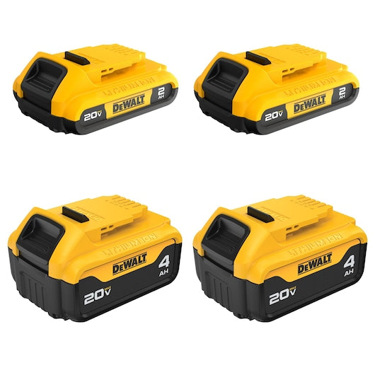 DEWALT 20V MAX Battery 4-Pack (2Ah Compact + 4Ah XR) – DCB324-4