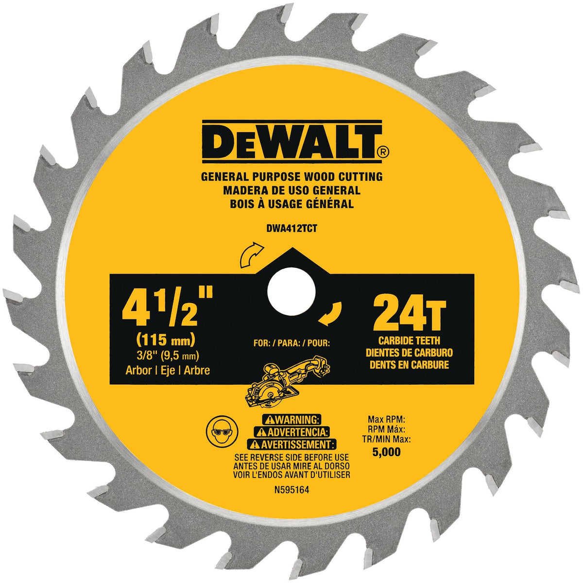 DEWALT ATOMIC 4-1/2 in. 24-Tooth Carbide Circular Saw Blade — 5-Pack