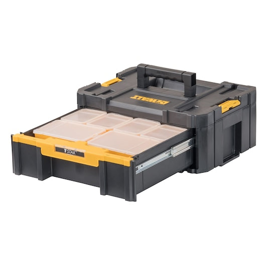 DEWALT TSTAK III 7 in. Stackable 6-Compartment Single Deep Drawer Small Parts & Tool Storage Organizer