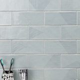 Enigma Ash Blue 2x8 Polished Textured Ceramic Wall Tile